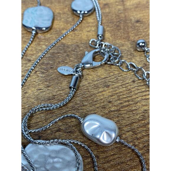 Chico’s Necklace Double Strand Satellite Silver Tone 33”+ 4” - Picture 4 of 5